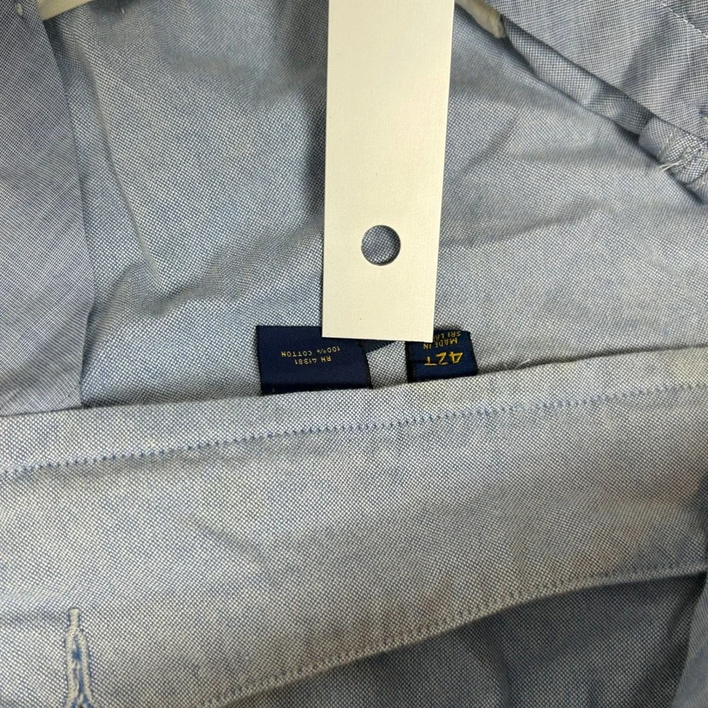 Polo Ralph Lauren Shorts‎ Mens 42 Blue Oxford Cotton Flat Front 9 Inseam